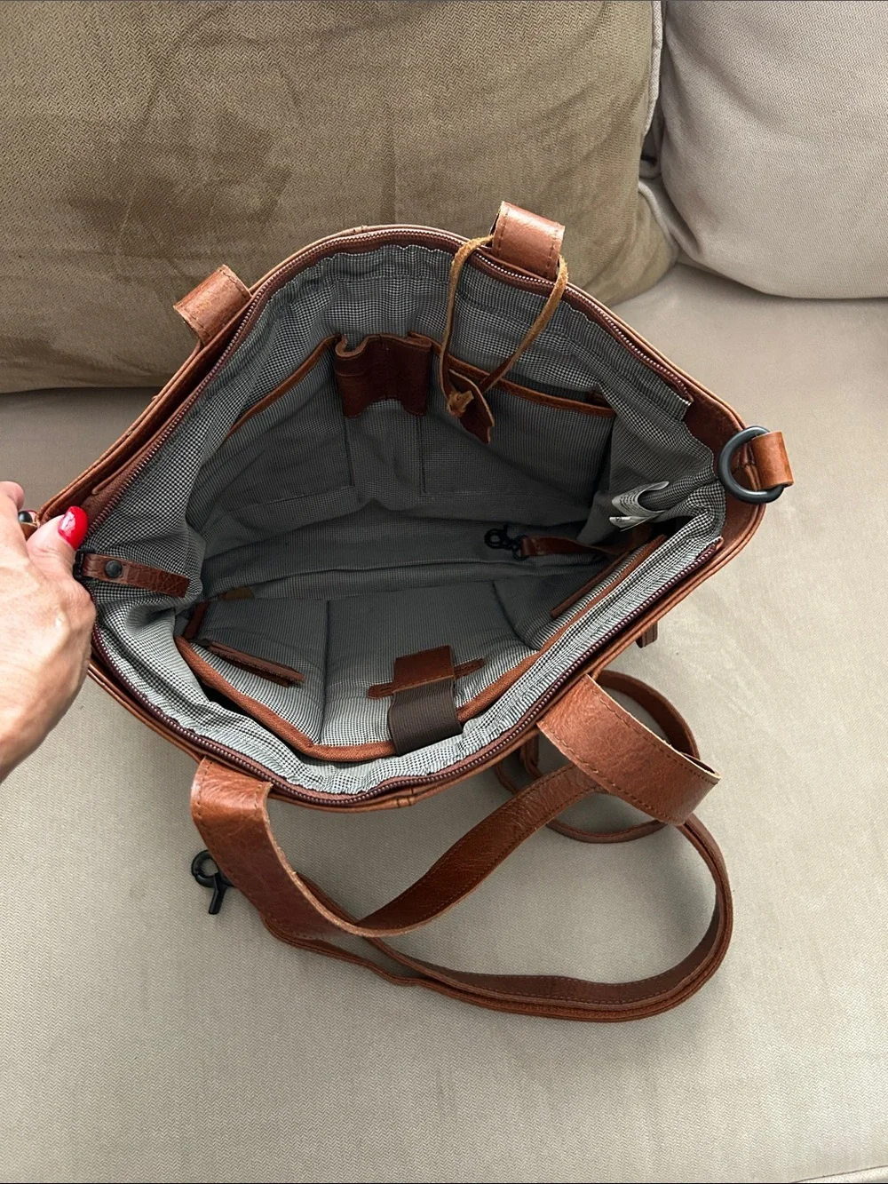 Women/Men's Leather Tote Bag in Brown